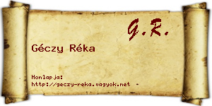 Géczy Réka névjegykártya