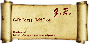 Géczy Réka névjegykártya